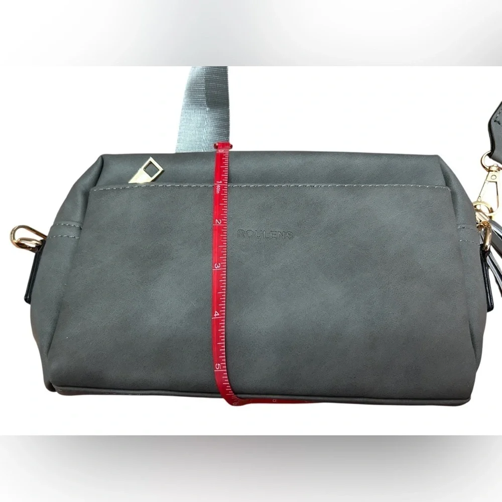 Roulens New Gray Triple Zip Small Crossbody Bag